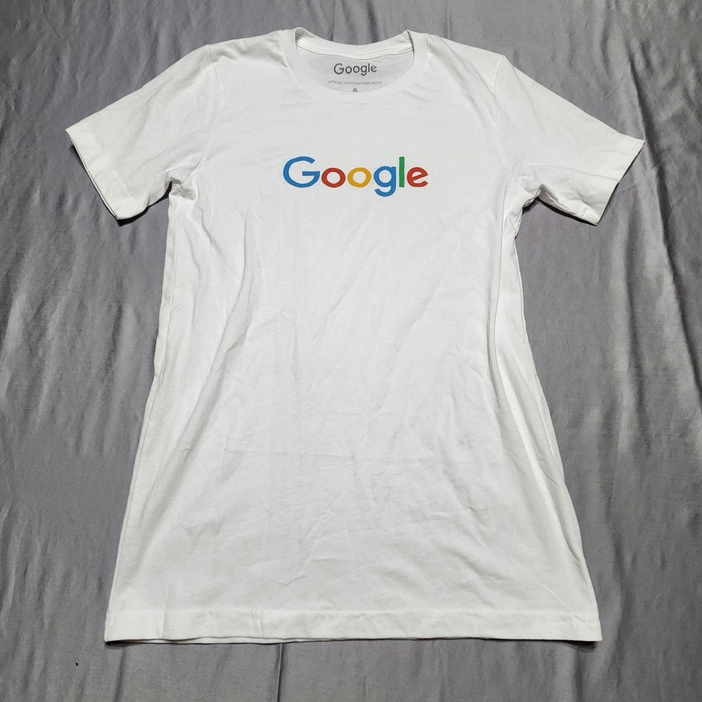 Google Official Merchandise Store White Logo T-Shirt Small Tech Swag‎ Cotton